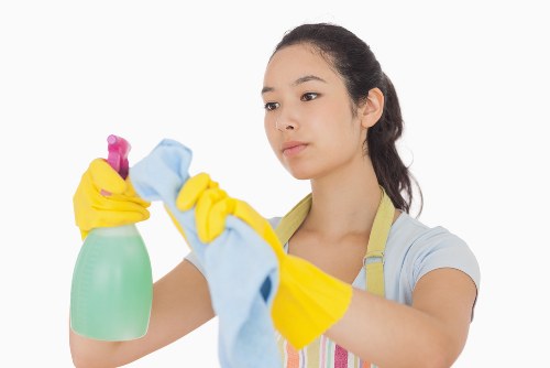Professional cleaner in Stockwell cleaning a bright living room